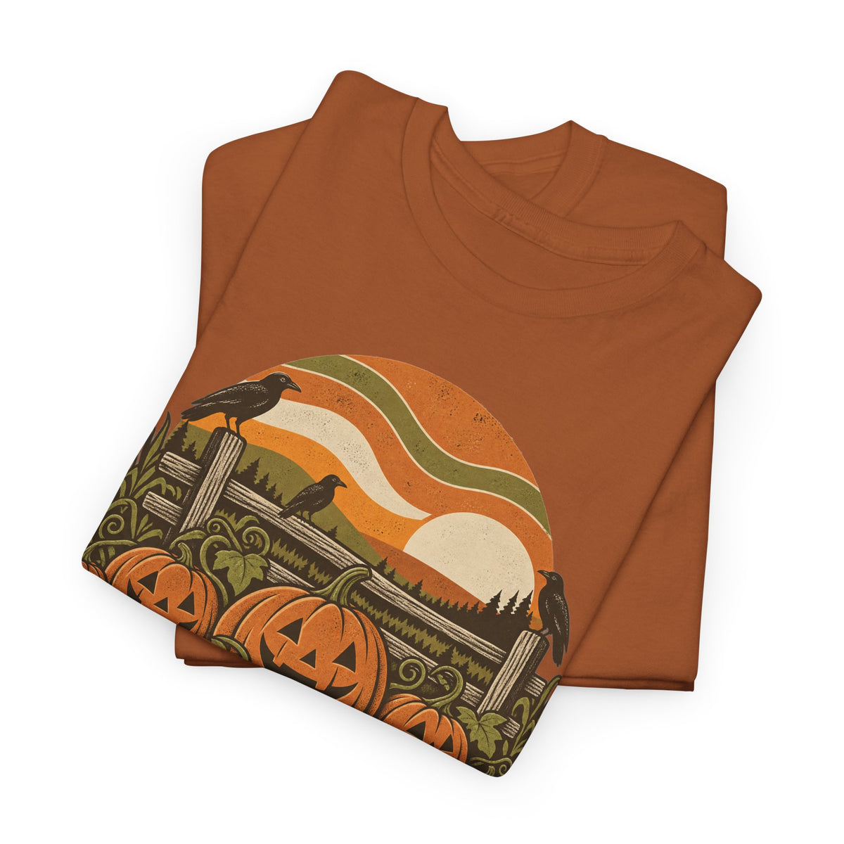 Pumpkin Patch T-Shirt, Retro Jack O Lantern Sunset Fall Halloween Shirt for Women and Men, Vintage Autumn Farm Graphic Tee