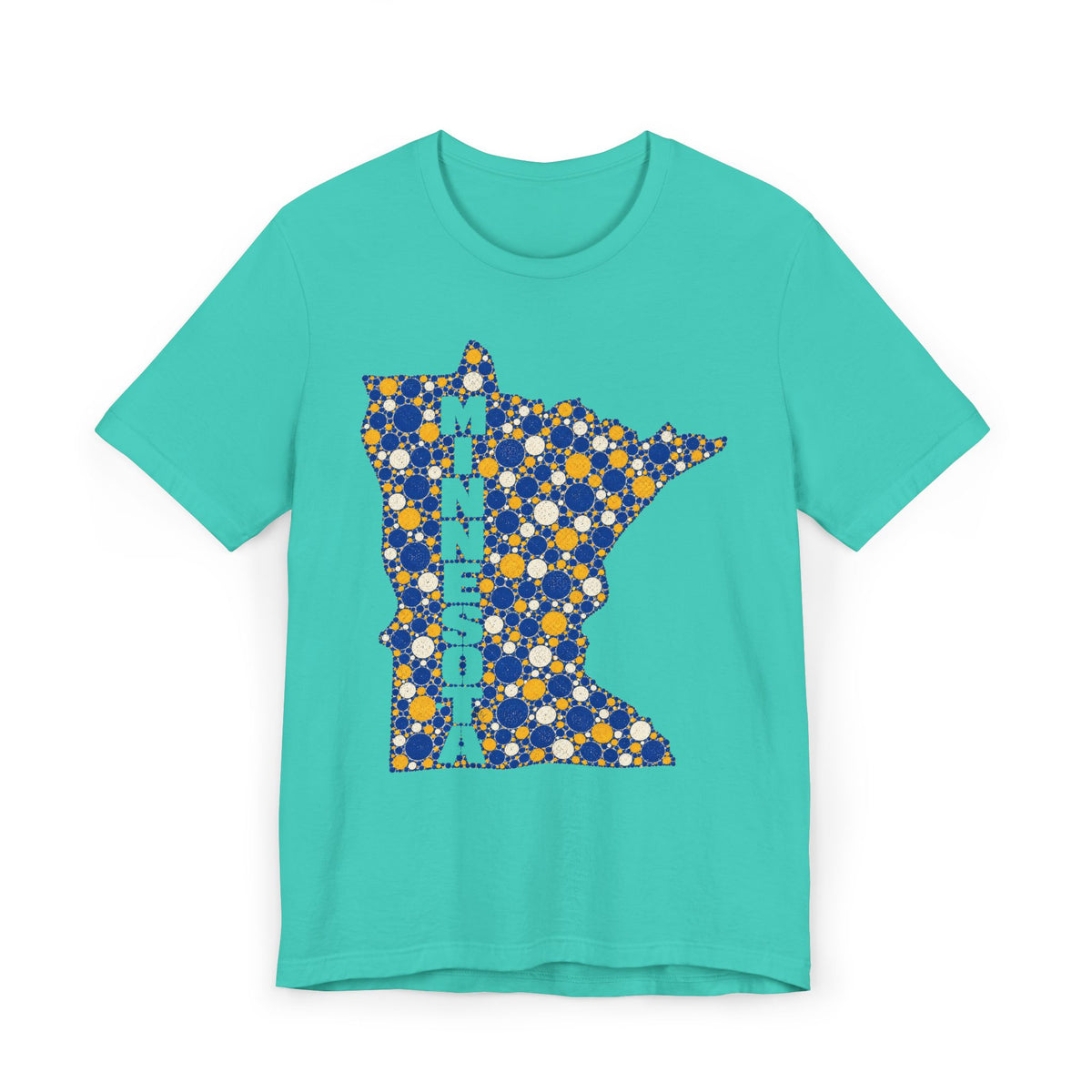 Minnesota State Floral Pattern T-Shirt | Blue and Gold Minnesota Map Graphic Tee