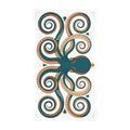 Ornate octopus vinyl decal with teal body and orange swirled tentacles
