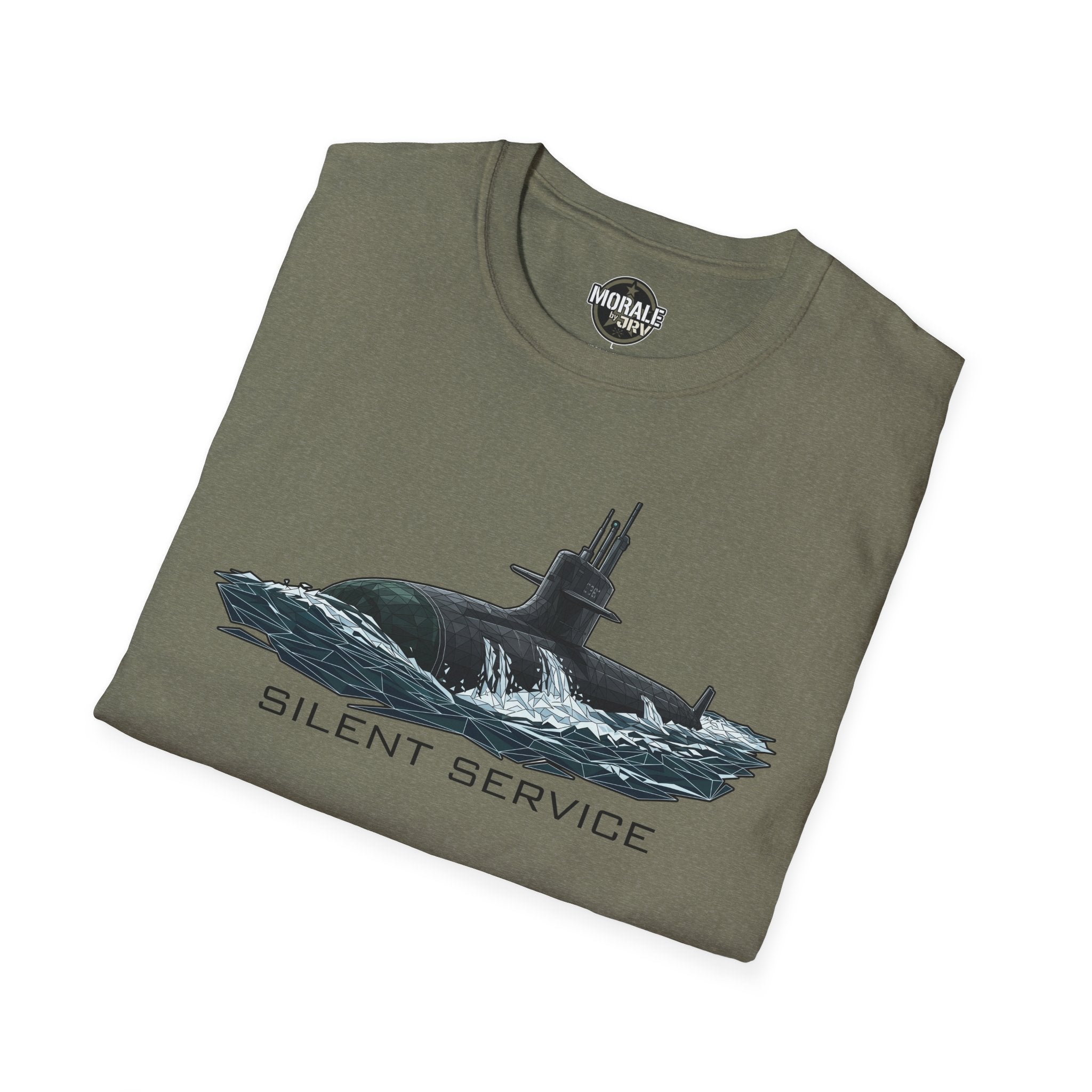 Olives Silent-Service T-Shirt mit U-Boot-Graphic und Schriftzug
