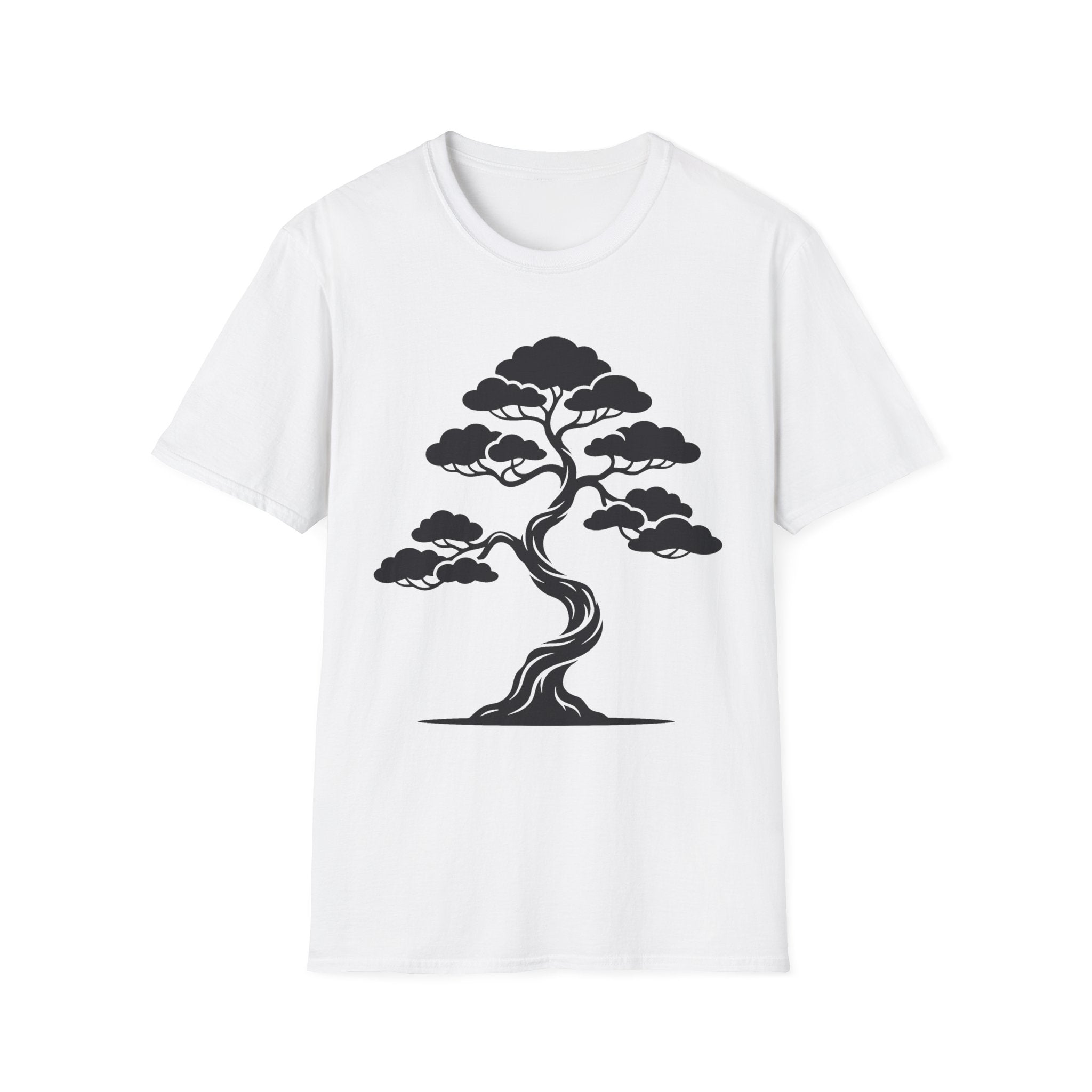 Bonsai tree T-shirt in white with black tree graphic