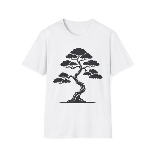Bonsai tree T-shirt in white with black tree graphic