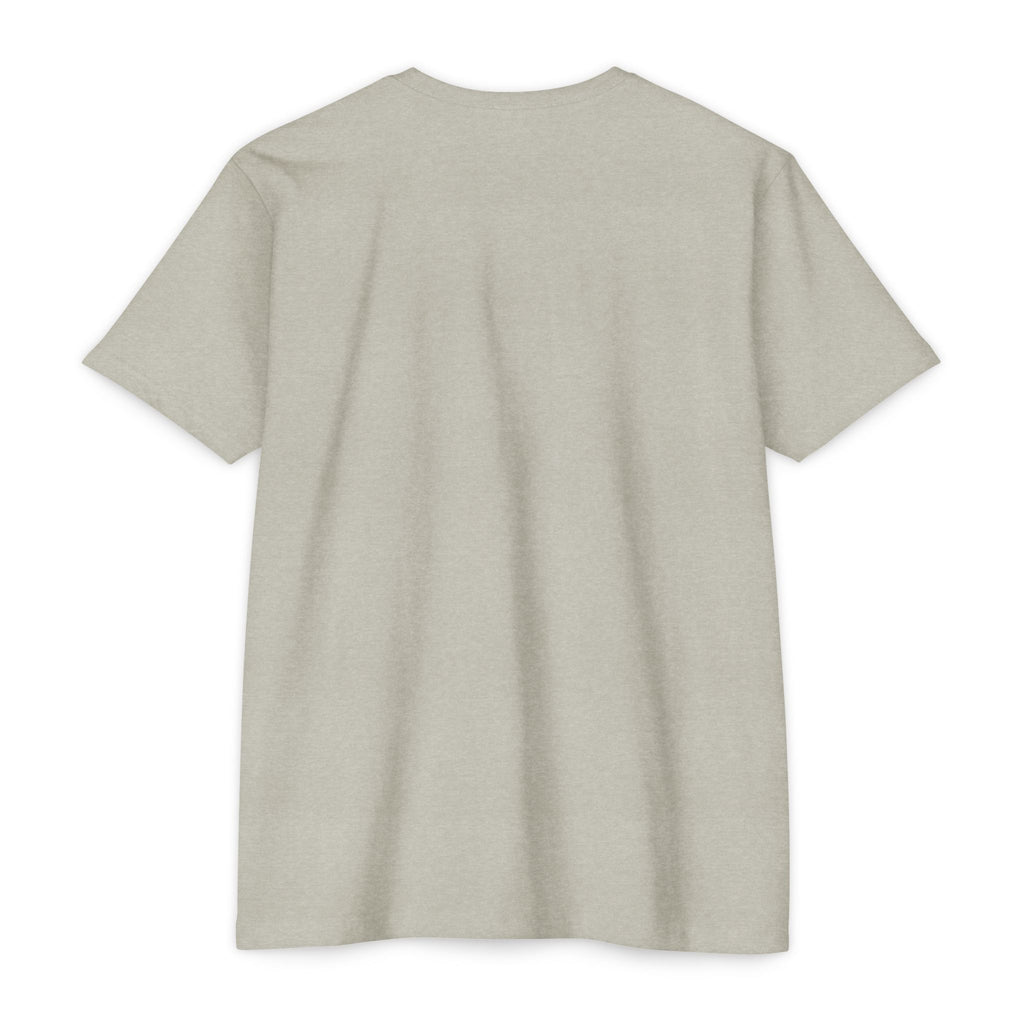Light gray crewneck T-shirt, short sleeves, plain back view.