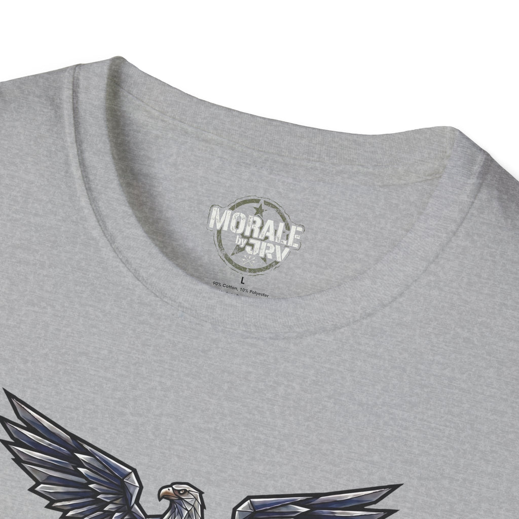 Sport grey T-shirt neckline label: “MORALE by TRJR”