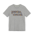Heather gray Nebraska graphic T-shirt with colorful state outline logo on front