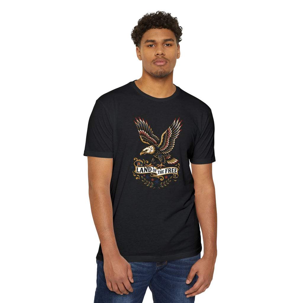 Eagle graphic T-shirt in black with chest emblem and wings print
