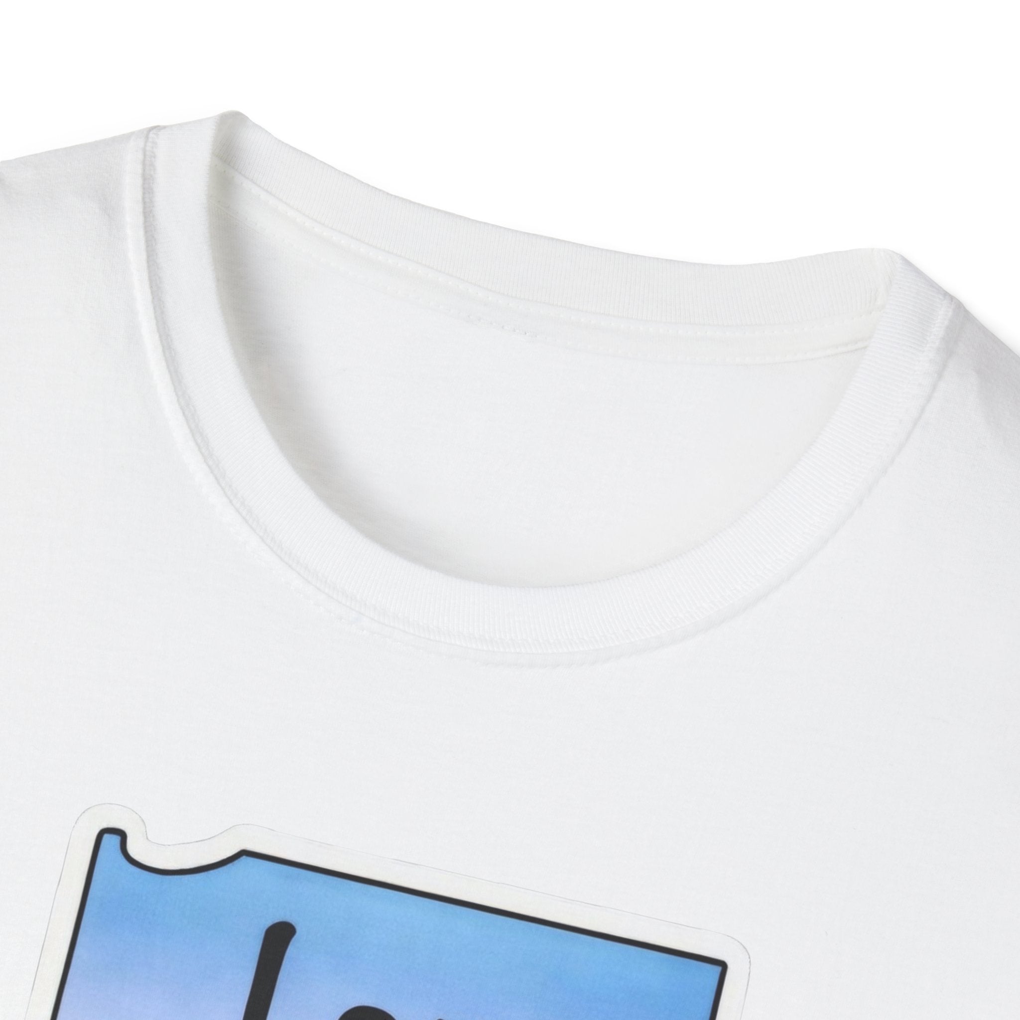 I am Indiana T-Shirt weiß: blauer Printausschnitt am unteren Bildrand