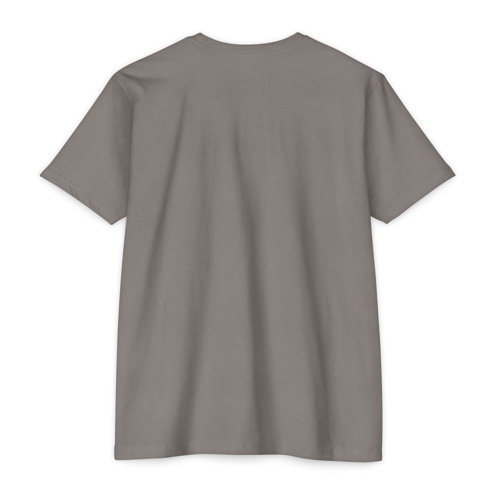 Stone gray cat graphic t-shirt, plain back view with no visible print