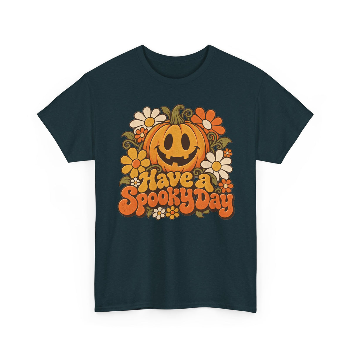 Have a Spooky Day Retro Pumpkin T-Shirt, Groovy Floral Jack O Lantern Halloween Shirt for Women and Men, Fall Teacher Tee