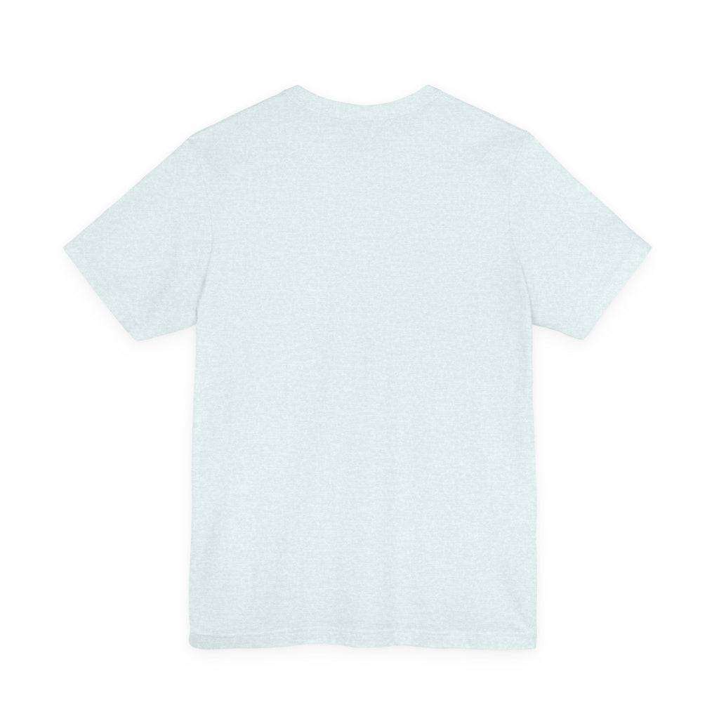 Mushroom skull T-shirt: camiseta unisex celeste, espalda lisa sin estampado visible.