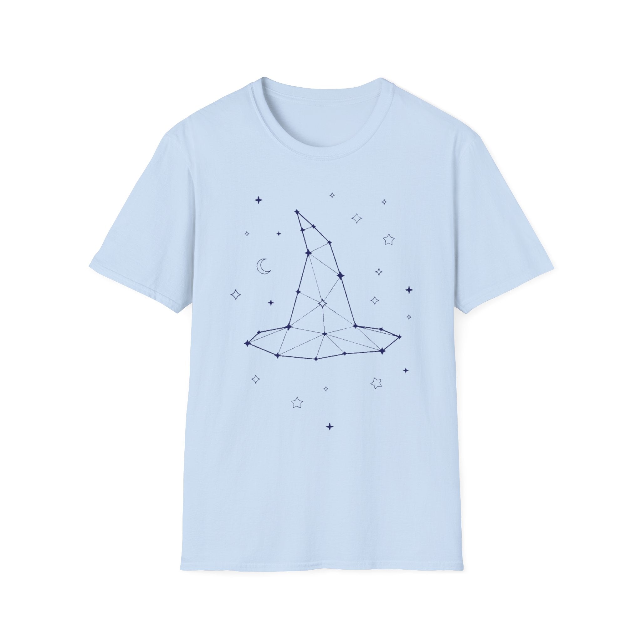 Light blue crew-neck T-shirt with constellation witch star graphic