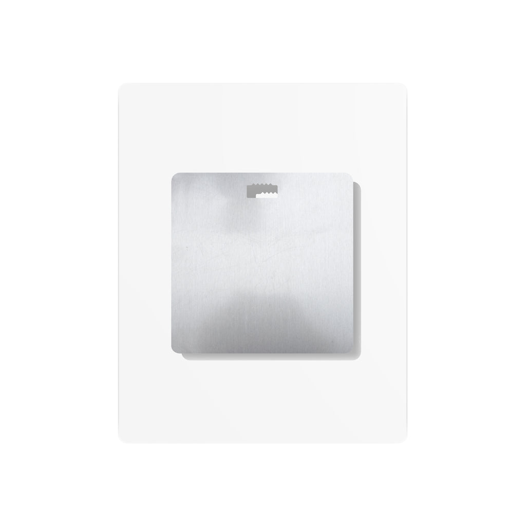 Metal wall art sign back with mounting clip, smooth brushed silver finish