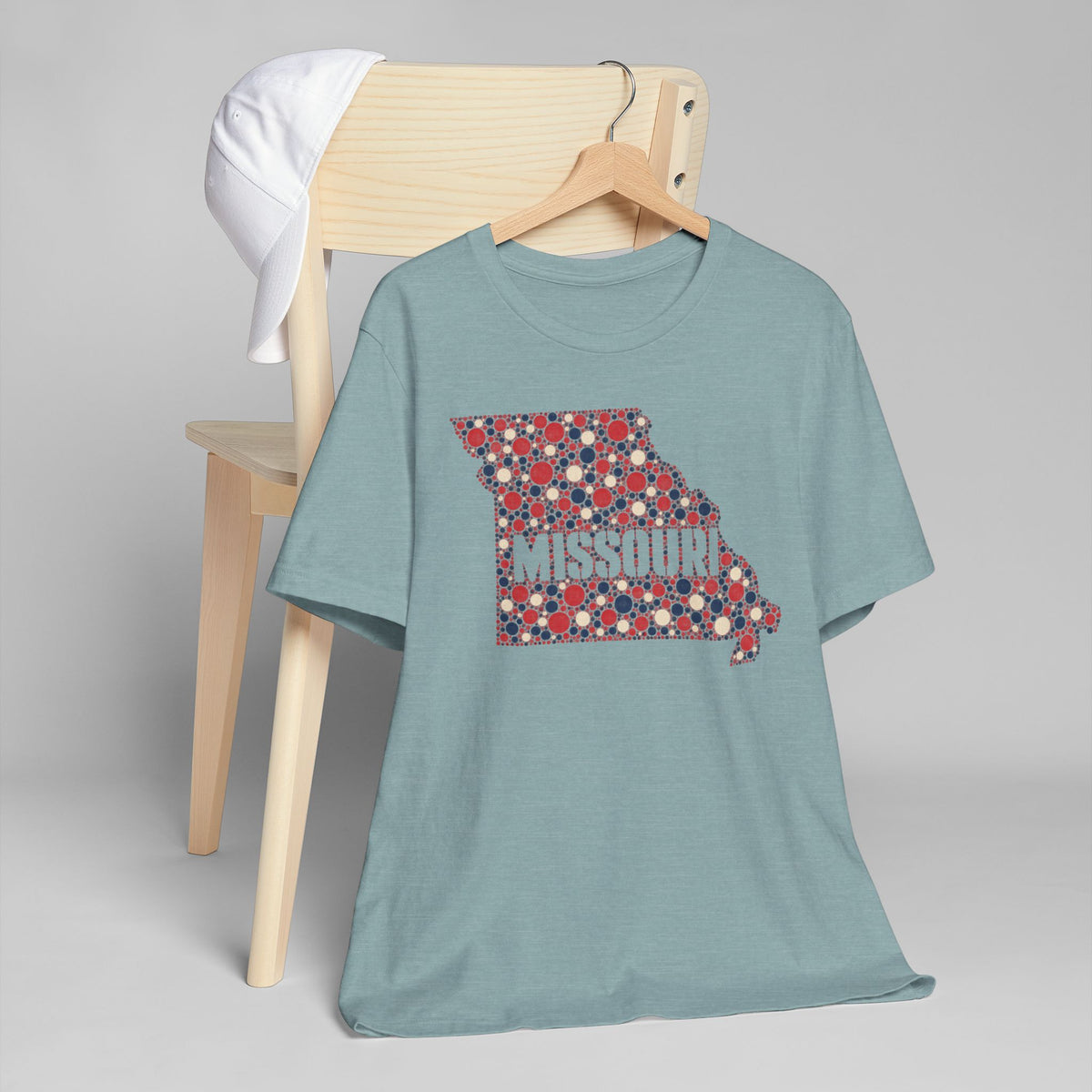Missouri State Floral Map T-Shirt | Red White and Blue Missouri Outline Graphic Tee