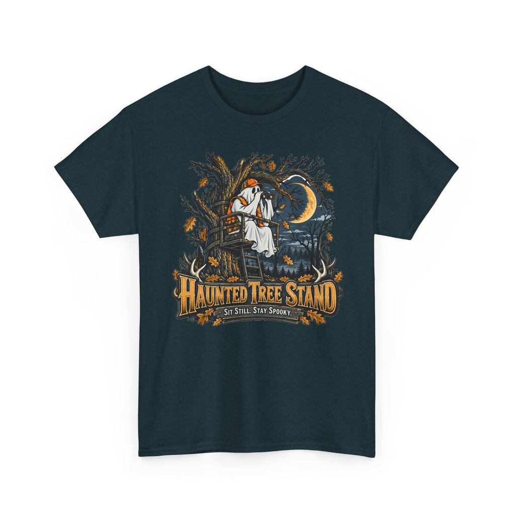 Haunted Tree Stand T-Shirt, Funny Ghost Deer Hunter Halloween Shirt for Men and Women, Bow Hunting Season Gift Tee