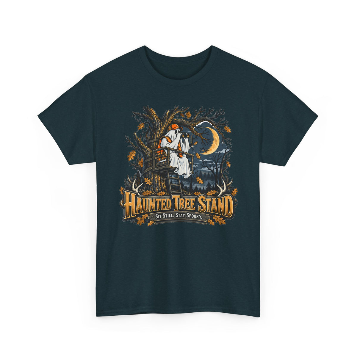 Haunted Tree Stand T-Shirt, Funny Ghost Deer Hunter Halloween Shirt for Men and Women, Bow Hunting Season Gift Tee