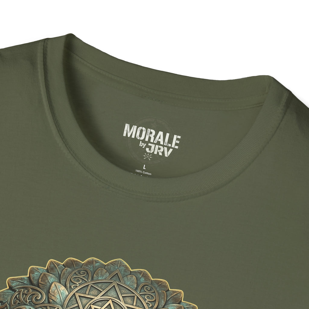 Military Green T-shirt neckline with small chest logo