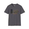 Dark gray T-shirt with 'Stack Up' door breach soldier print