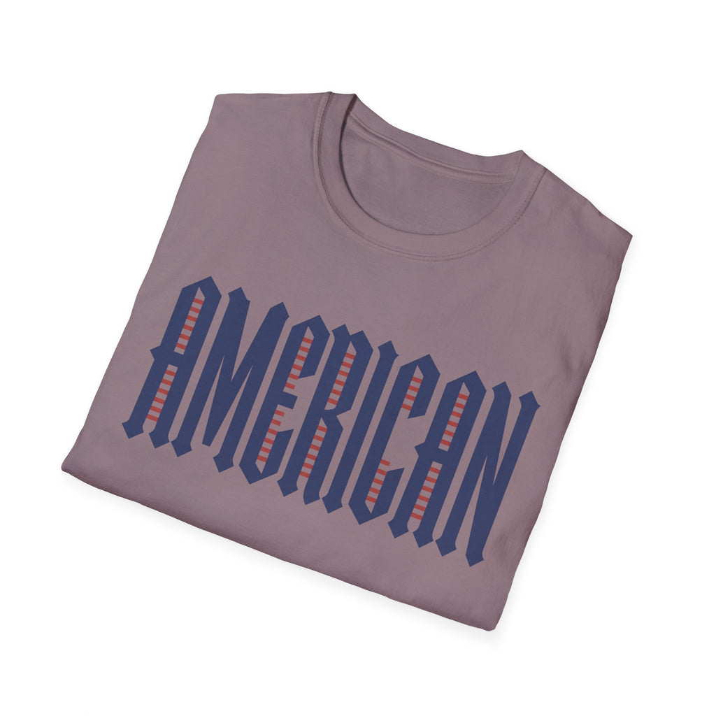 American Flag Stripe Lettering T-Shirt - Patriotic USA Pride Tee