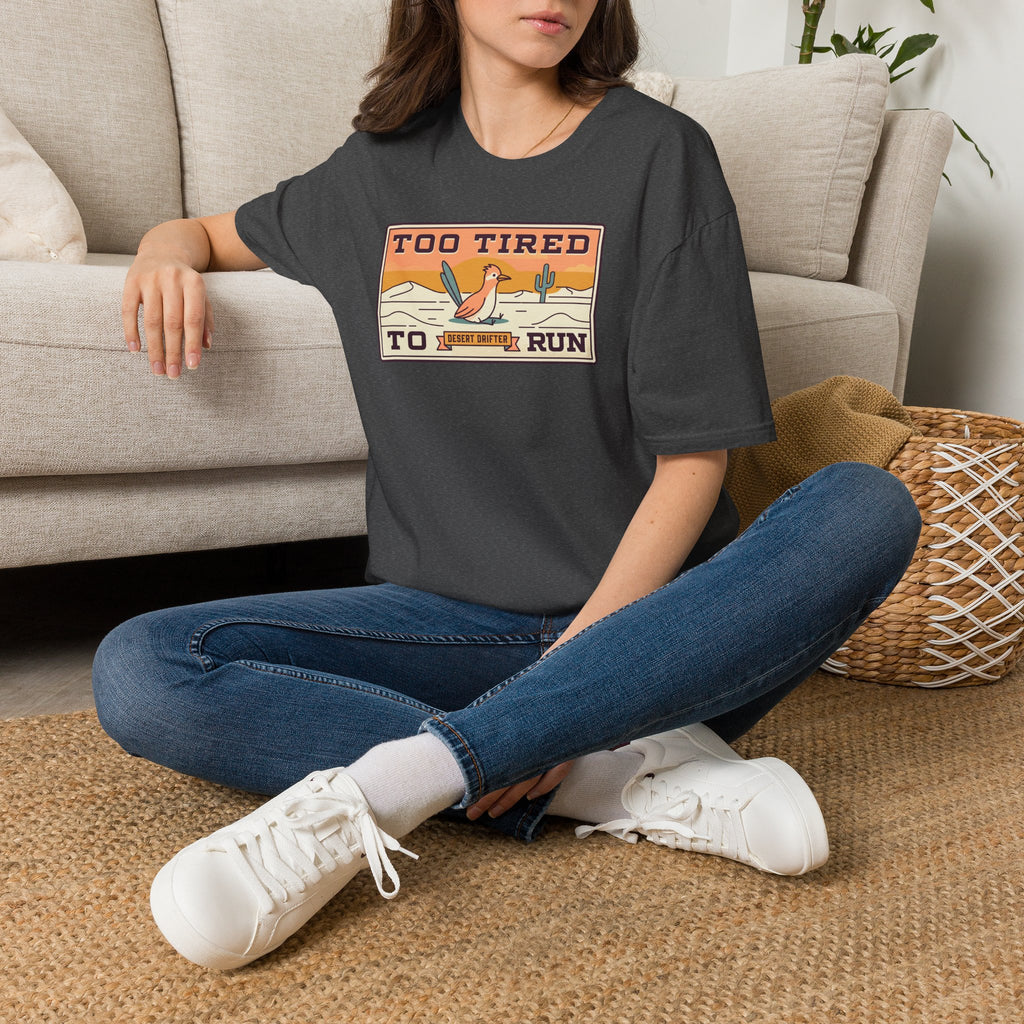 Short-sleeve graphic T-shirt, dark heather, desert runner logo front print