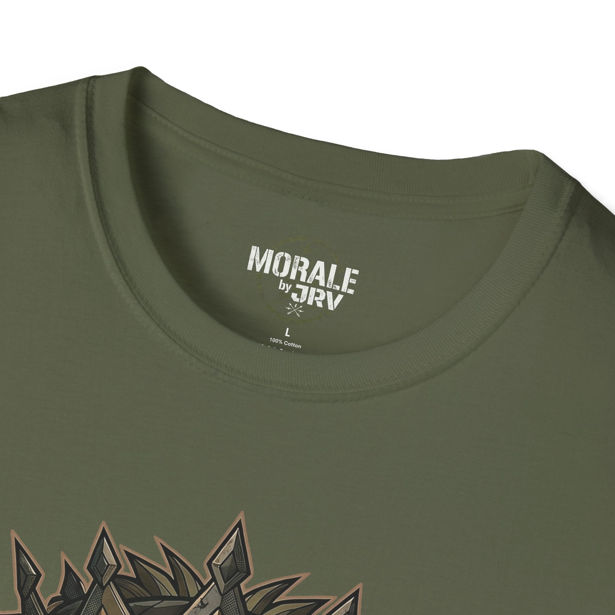 Military green crewneck T-shirt with brand logo at collar