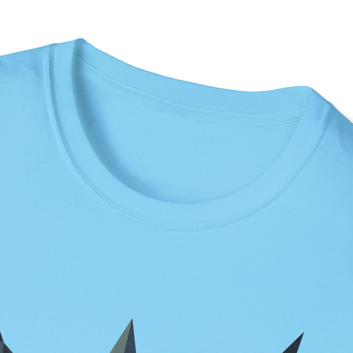 Light blue crew-neck t-shirt neckline close-up