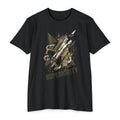 Black crewneck T-shirt with jet 'AIR SUPERIORITY' graphic.
