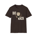 Dark brown T-shirt with "BIG" "KACK" cartoon hunter and antler graphic