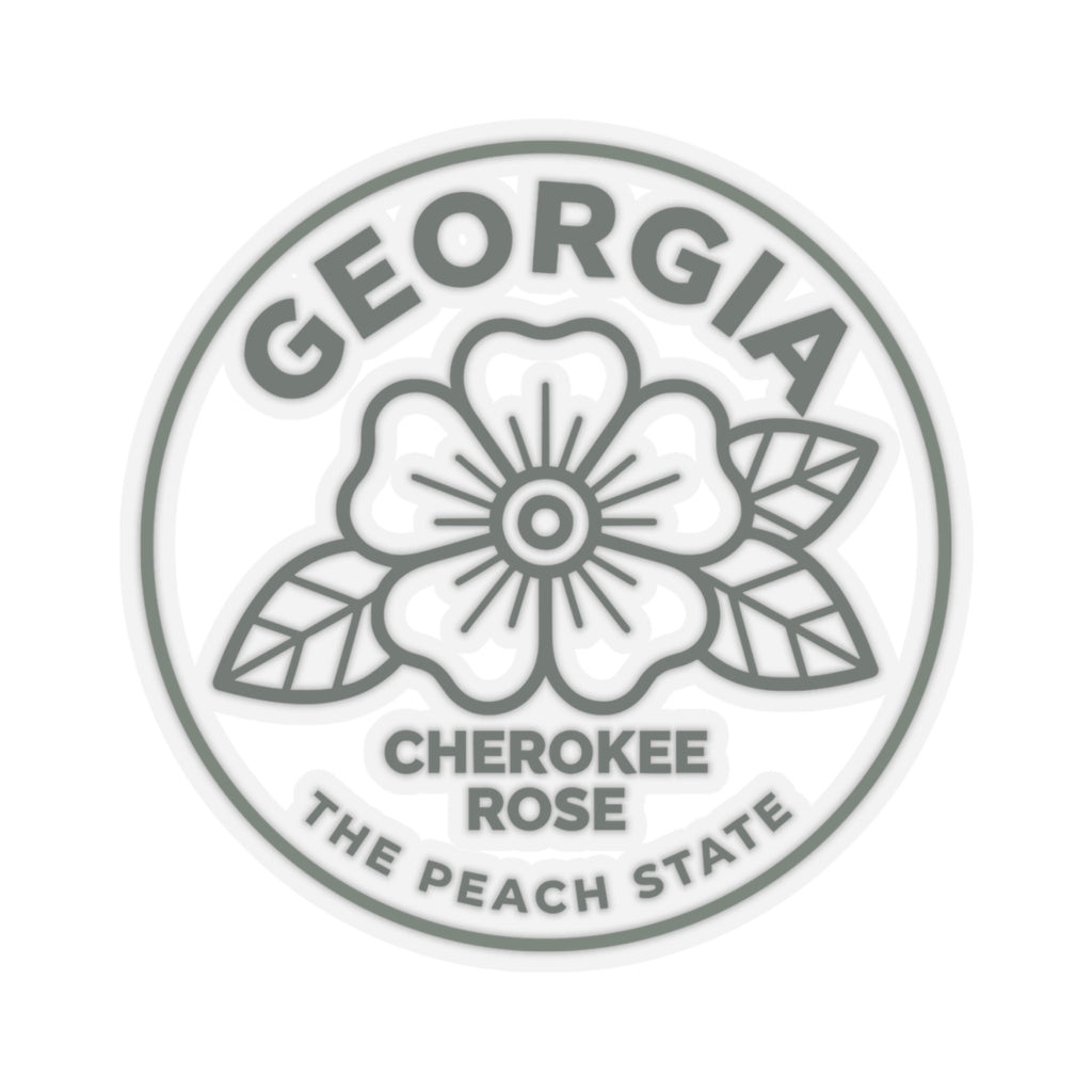 Georgia state flower sticker: Cherokee rose emblem inside a round border decal