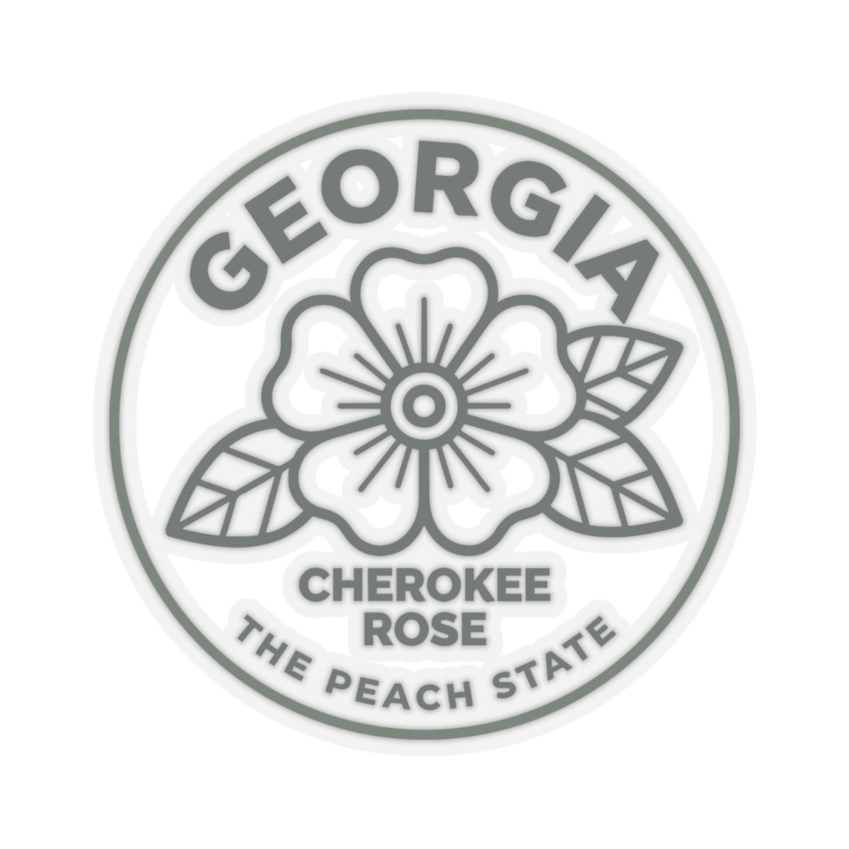 Georgia state flower sticker: Cherokee rose emblem inside a round border decal