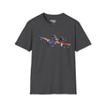 Dark heather A-10 Warthog T-shirt with American flag jet graphic