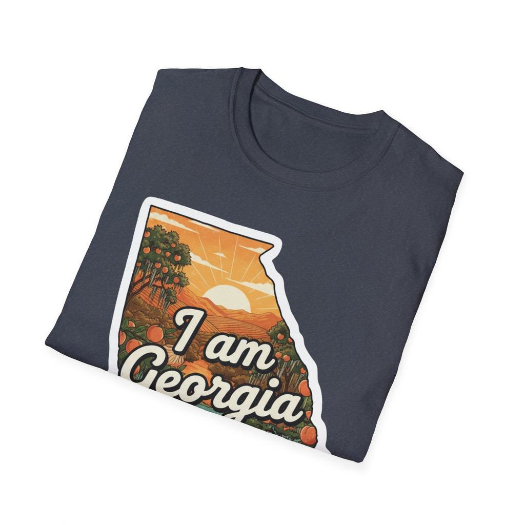I Am Georgia T-shirt, dark heather, Georgia sunset bulldog state graphic
