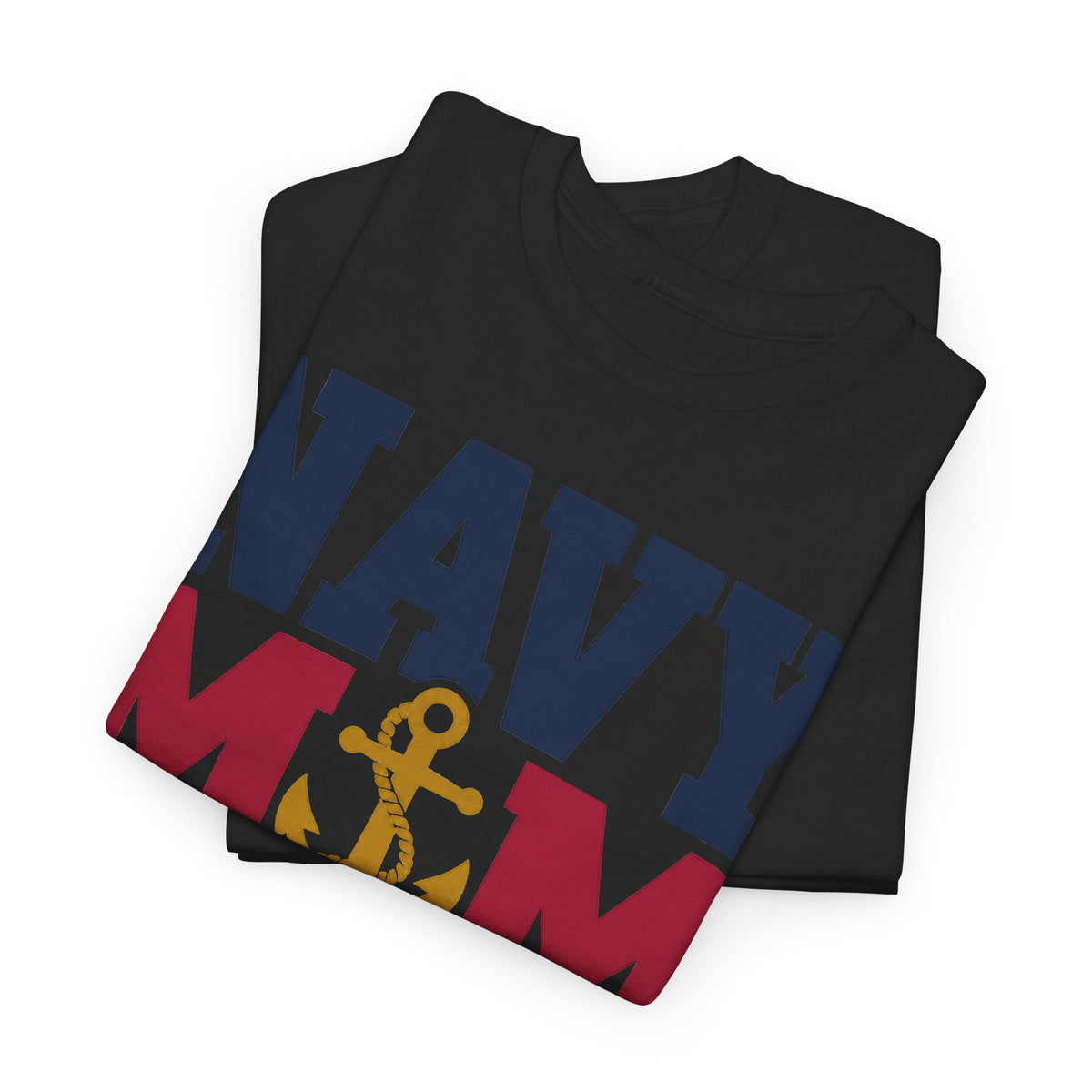 Unisex graphic T-shirt in black with NAVY anchor and patriotic stripes print