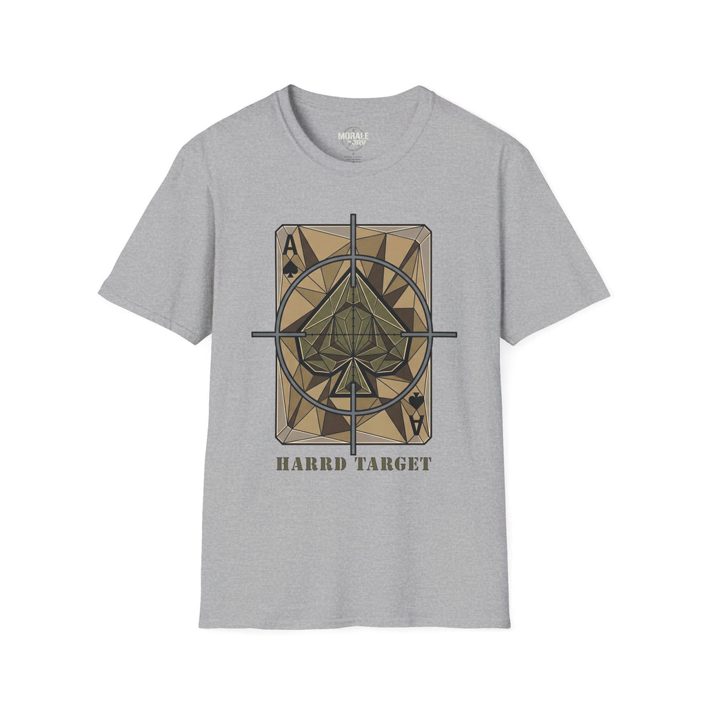 Ace Target T-shirt, Sport Grey with crosshair spade graphic front