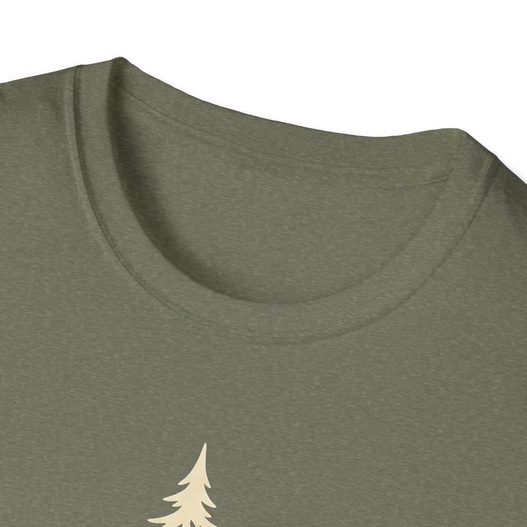 Olive t-shirt neckline and shoulder seam