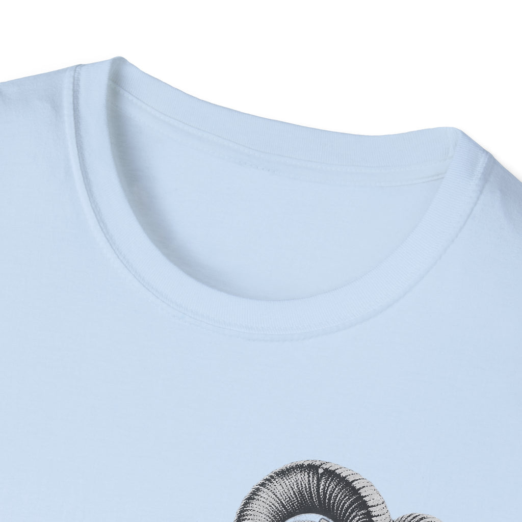Light blue crew-neck T-shirt neckline close-up