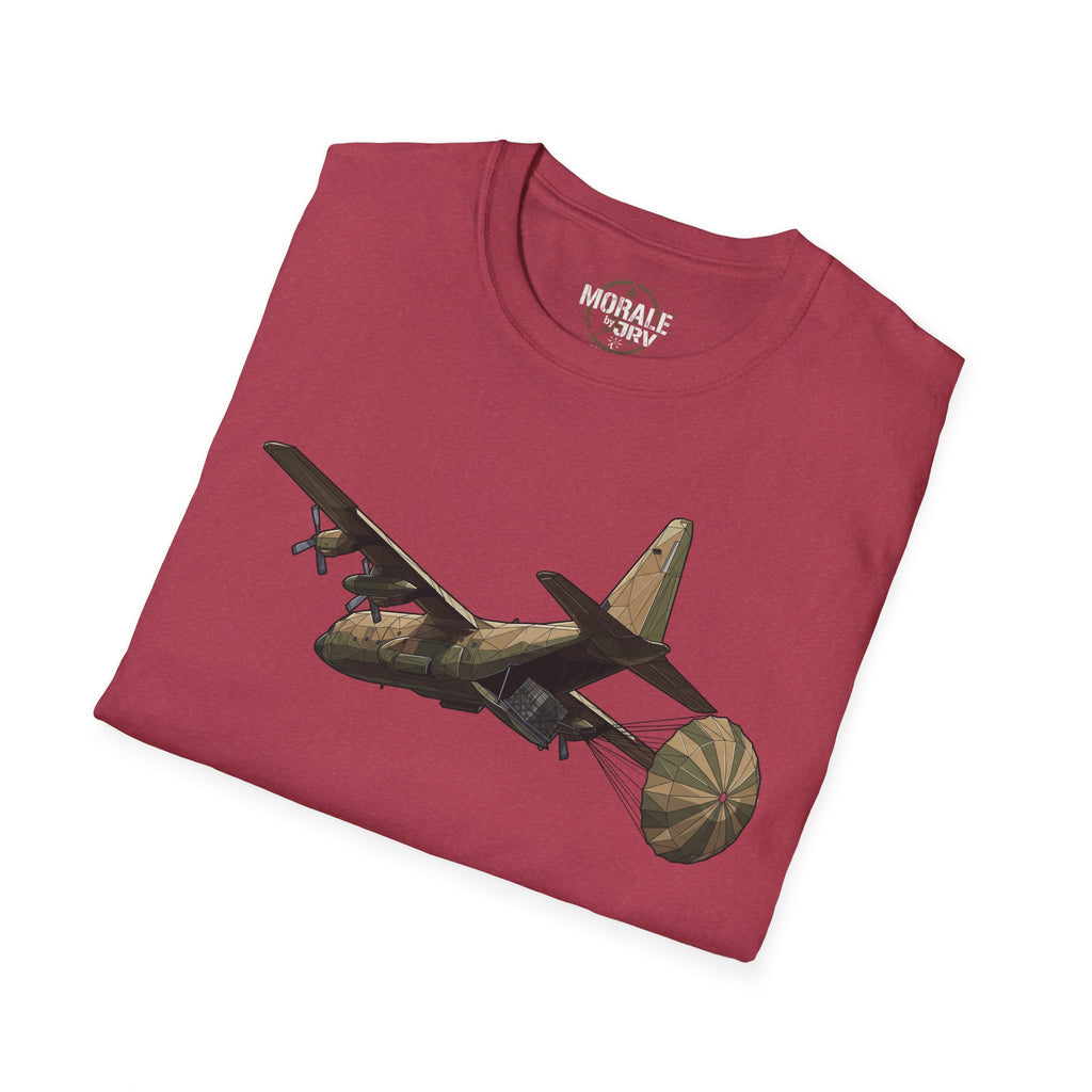 T-Shirt mit C-130 Transportflugzeug-Grafik, dunkelrot