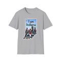 I am Indiana T-Shirt, hellgrau: Indiana-Schriftzug, Skyline & IndyCar im Umriss