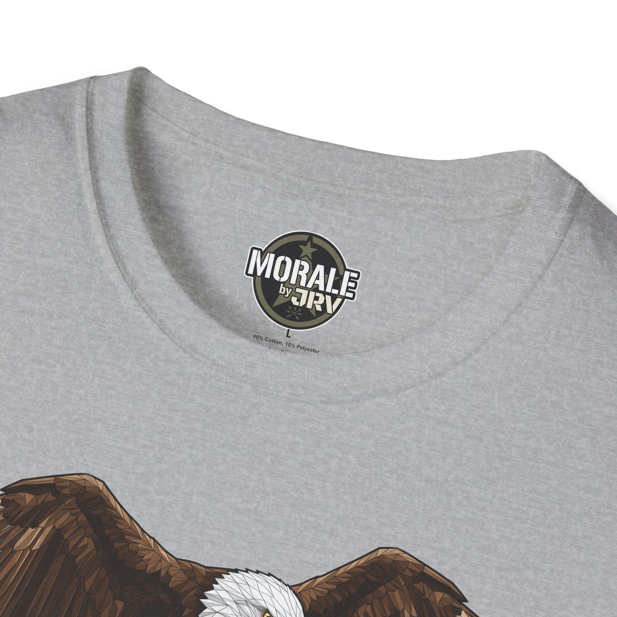 Sport Grey T-shirt neckline logo with partial bald eagle print