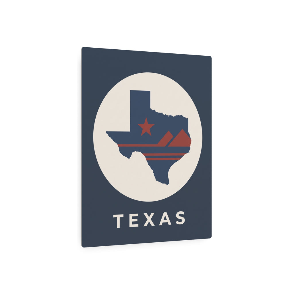 Texas wall metal art sign close-up with circular Texas map, red star, and TEXAS