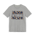 Heather gray T-shirt with rectangular polka dot Wyoming graphic print