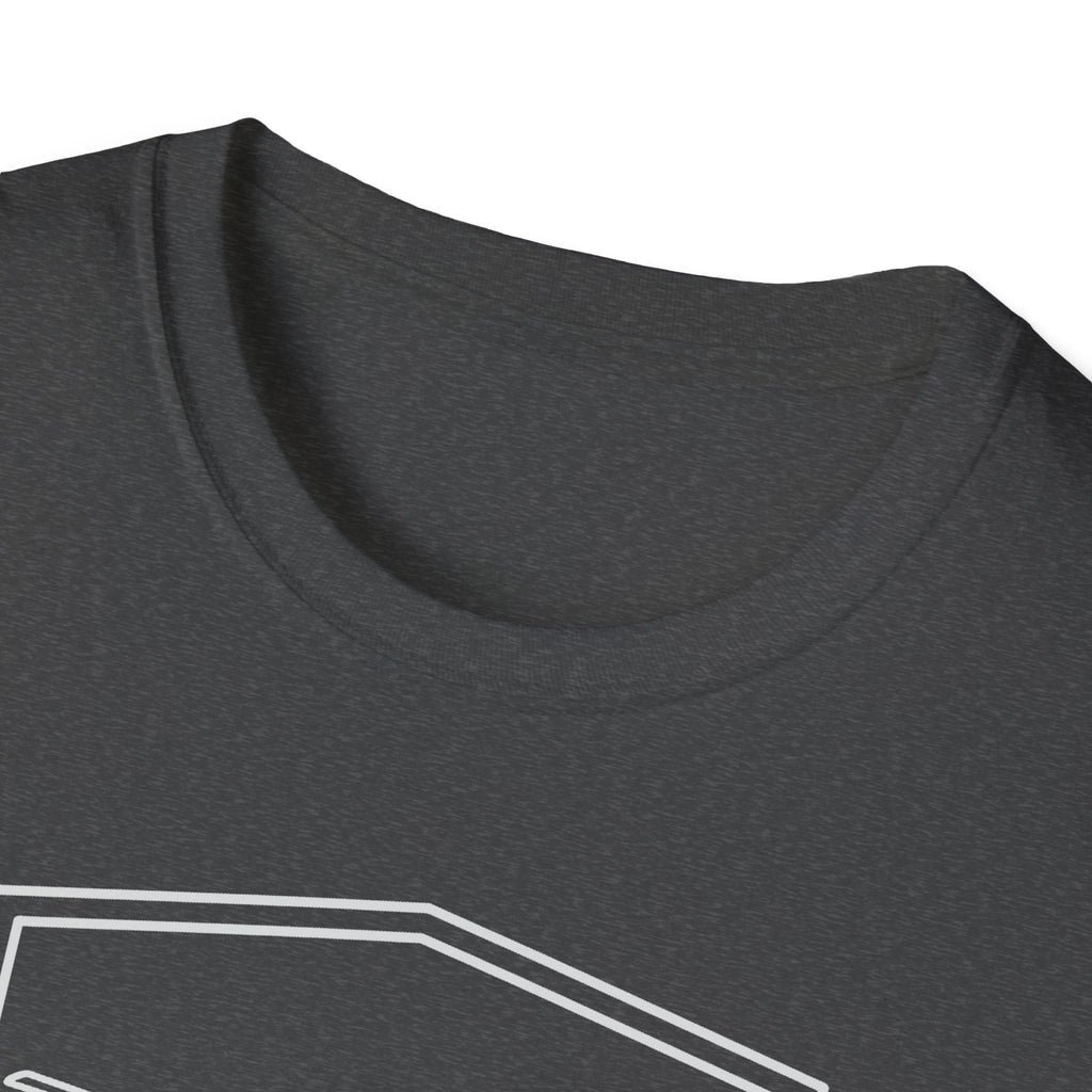 Dark heather rescue helicopter T-shirt with crew-neck and partial white graphic