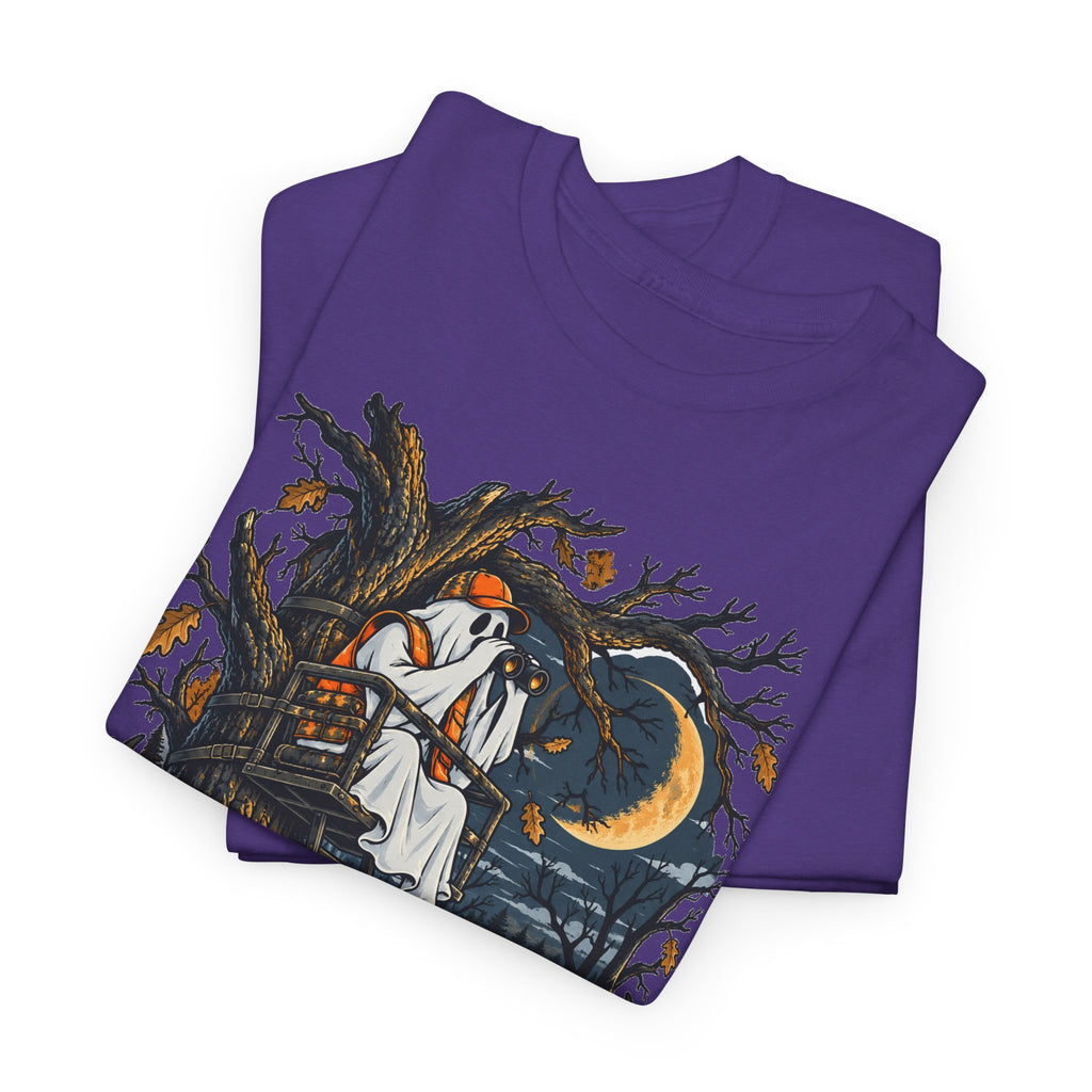 Haunted Tree Stand T-Shirt, Funny Ghost Deer Hunter Halloween Shirt for Men and Women, Bow Hunting Season Gift Tee