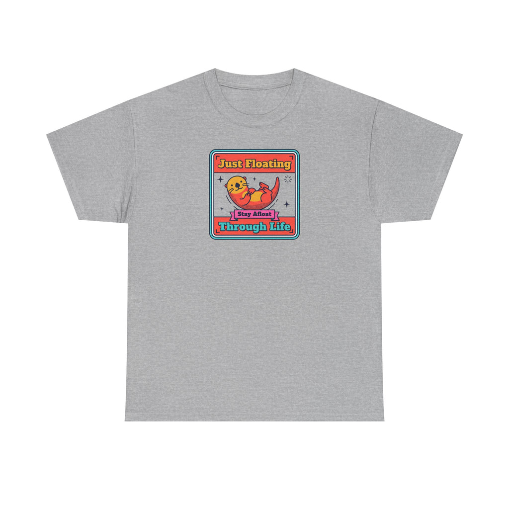 Sport grey crewneck T-shirt with framed otter graphic and text on chest