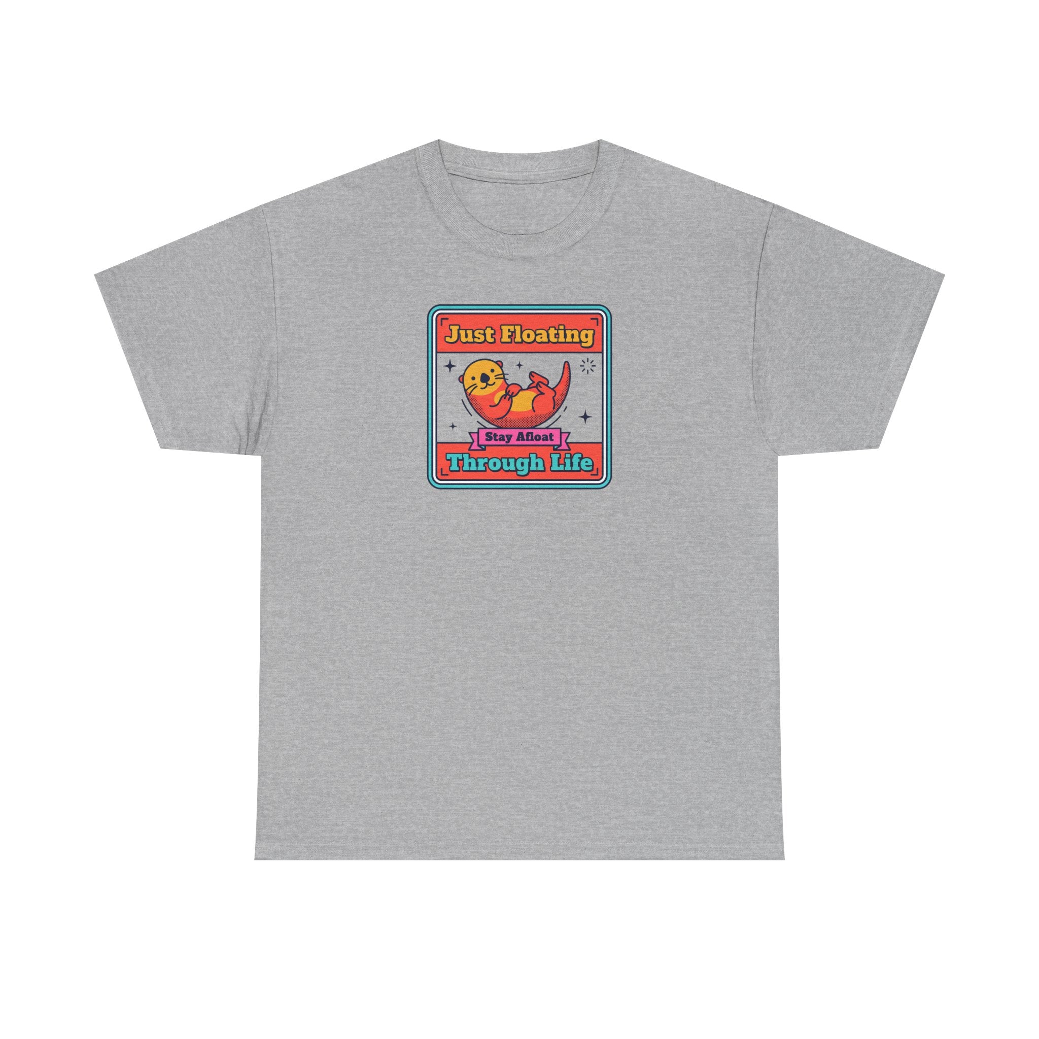 Sport grey crewneck T-shirt with framed otter graphic and text on chest