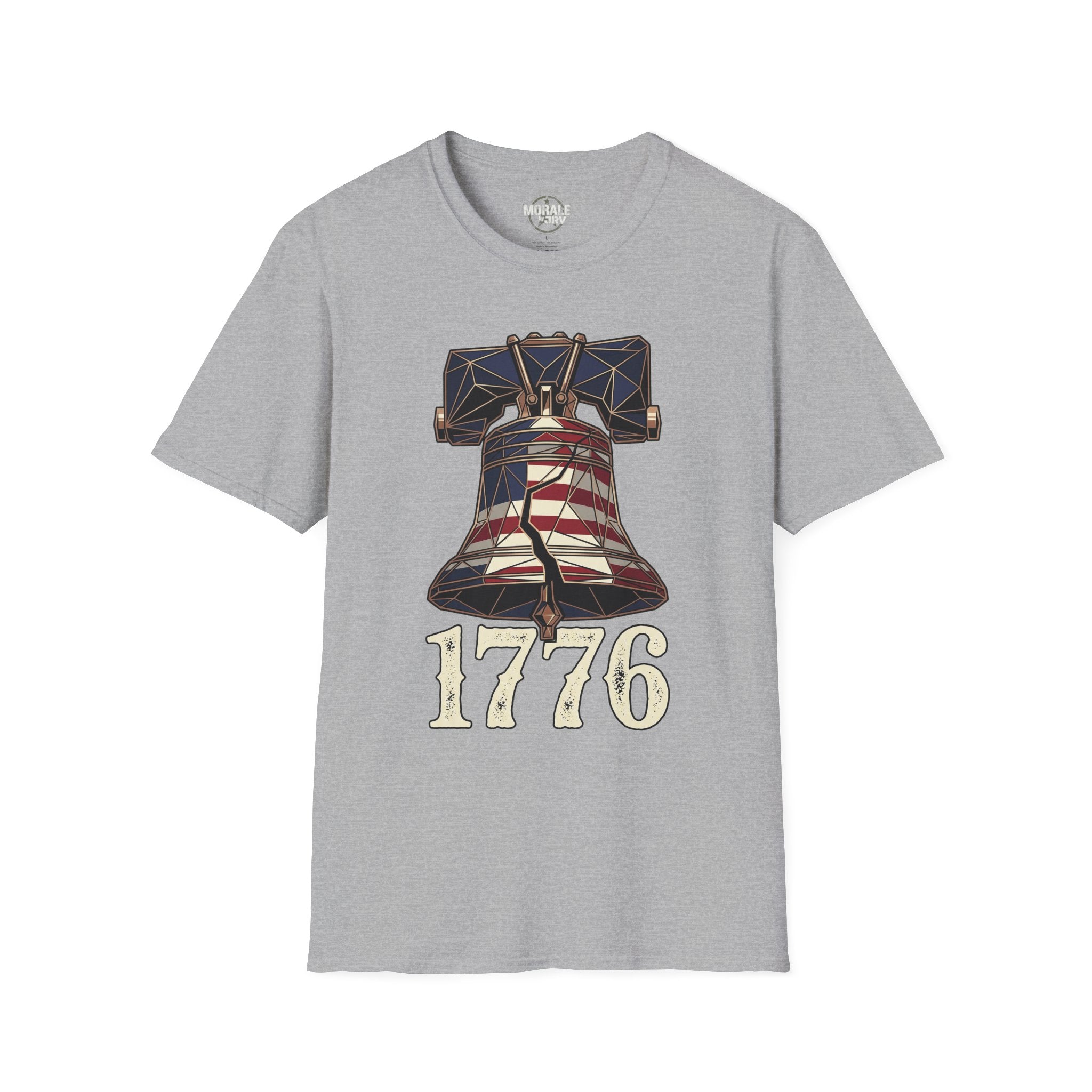 Liberty Bell 1776 T-shirt, sport gray, patriotic bell with “1776” front design
