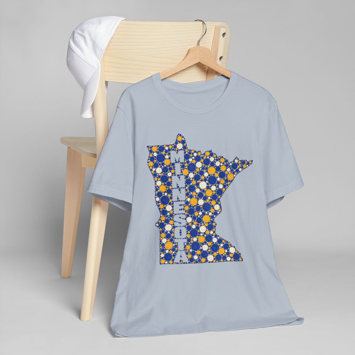 Minnesota State Floral Pattern T-Shirt | Blue and Gold Minnesota Map Graphic Tee