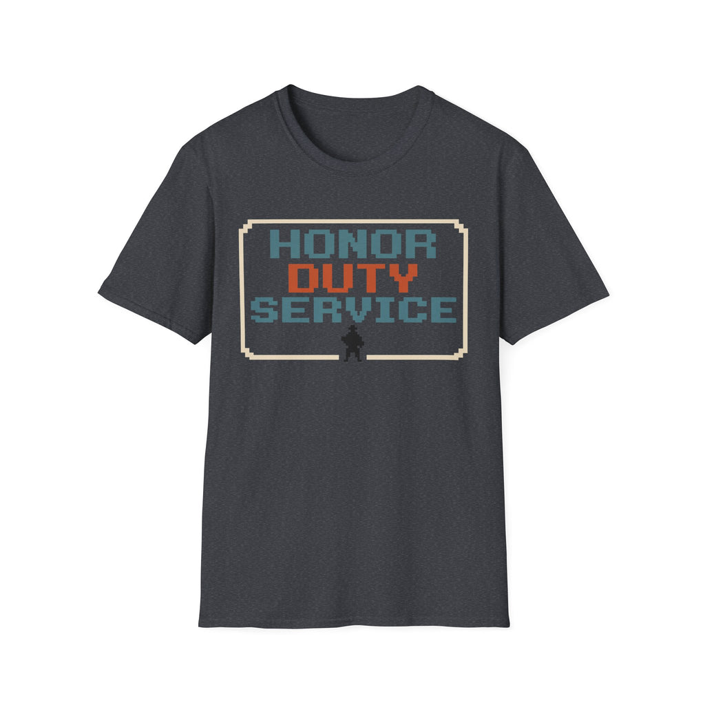 Honor Duty Service T-Shirt - Retro Pixel Veteran Tribute Tee