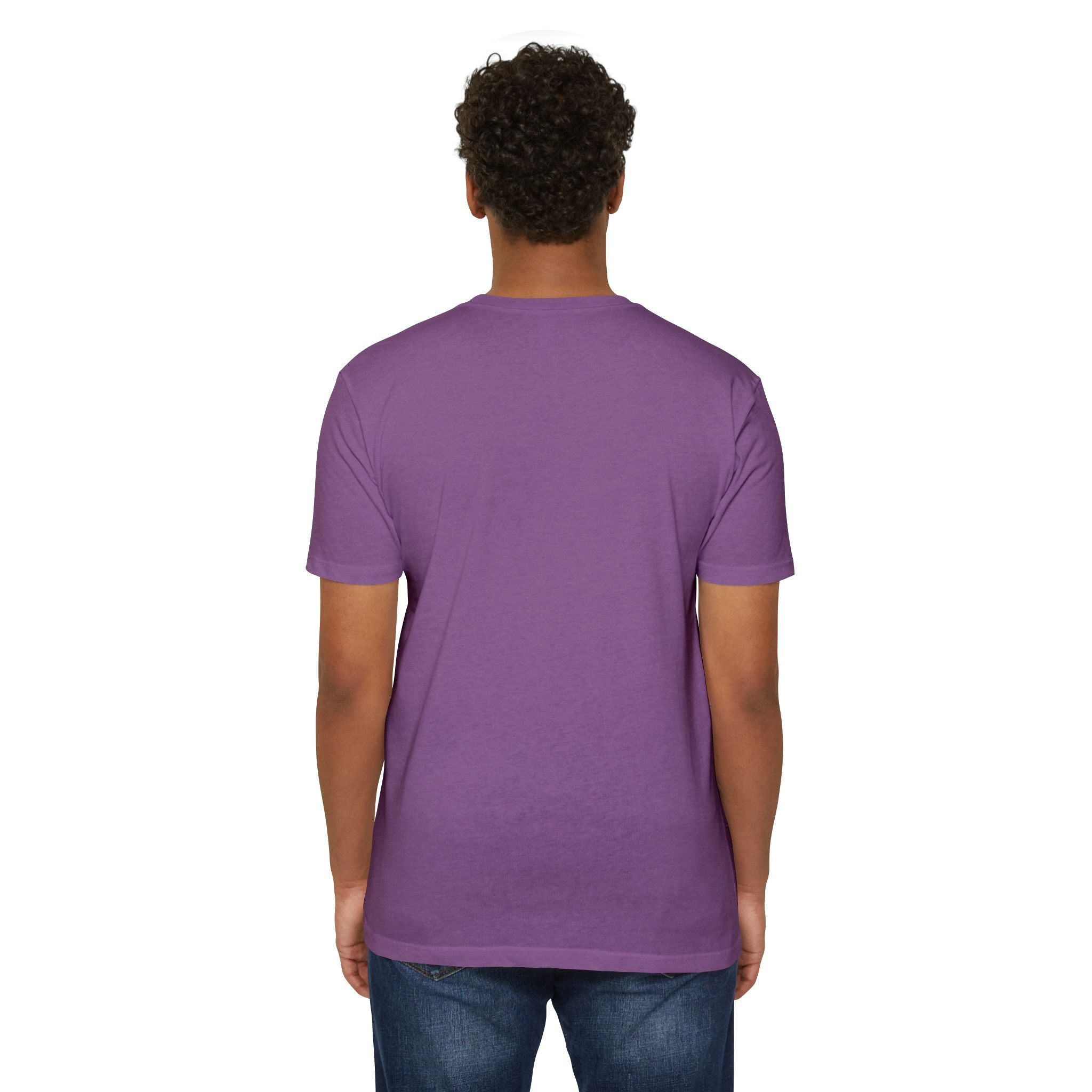 Purple crew-neck T-shirt with short sleeves, plain back