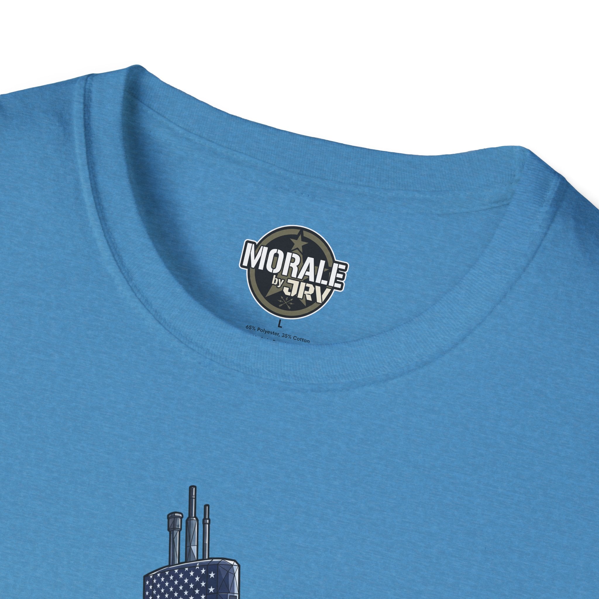 Silent Service T-Shirt, heather sapphire blue, 'Morale' logo at crew neck