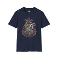Anatomical heart with roses T-shirt, navy gothic medical illustration